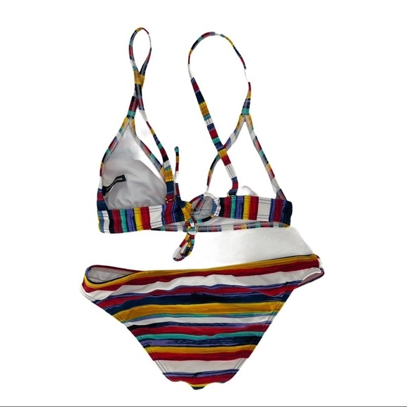 Design Lab Colorful Striped Two Piece Bikini Sz S - Picture 4 of 12
